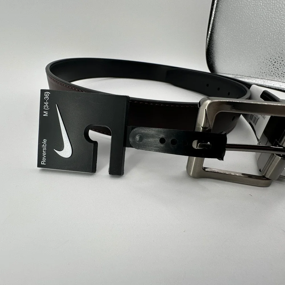 Nike Reversible Belt Black Brown Men Size Medium (34-36) Classic Logo Buckle NEW